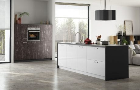 Küche modern weiß Marmor schwarz