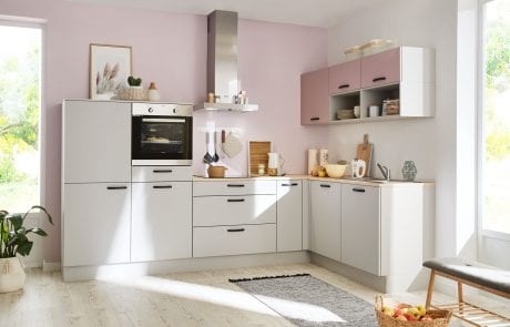 Küche hellgrau rosa